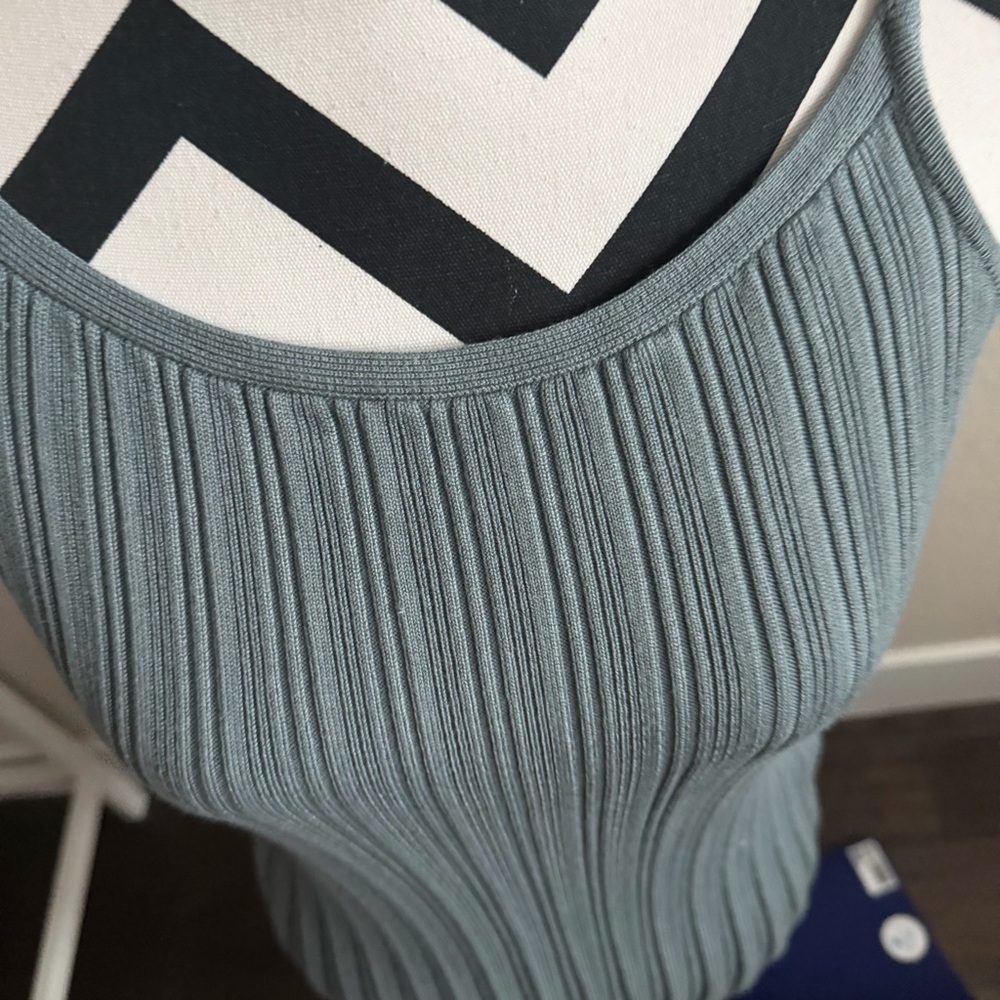 Abercrombie & Fitch || crossback ribbed elevated knit mini dress in blue - Picture 3 of 6